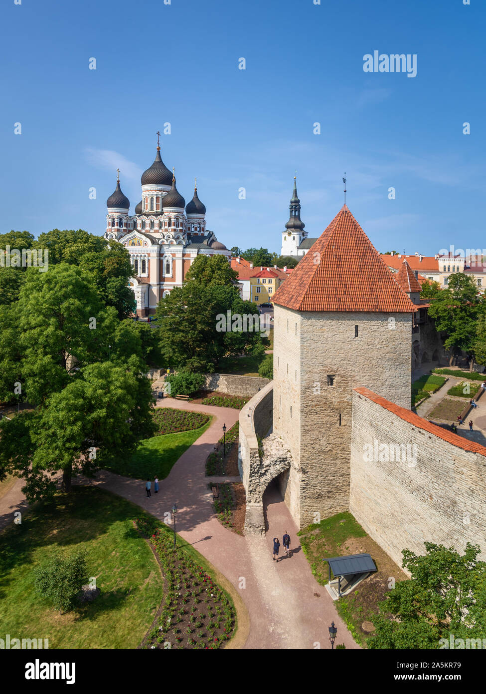 La cathédrale Alexandre Nevsky & Neitsitorn, Tallinn, Estonie Banque D'Images
