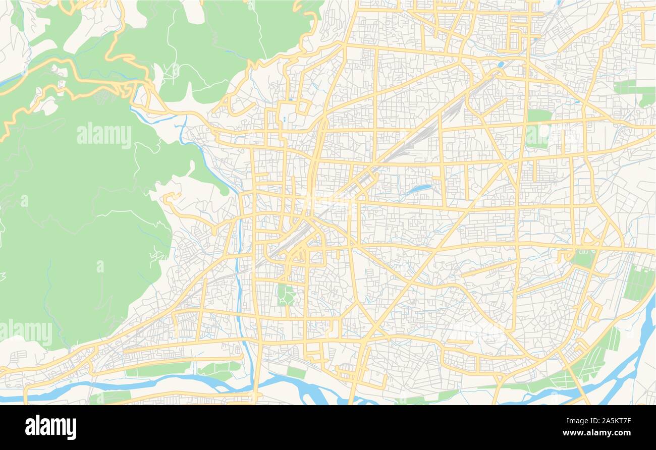 Version imprimable Plan de la préfecture de Nagano, Nagano, Japon. Modèle de carte pour un usage en entreprise. Illustration de Vecteur