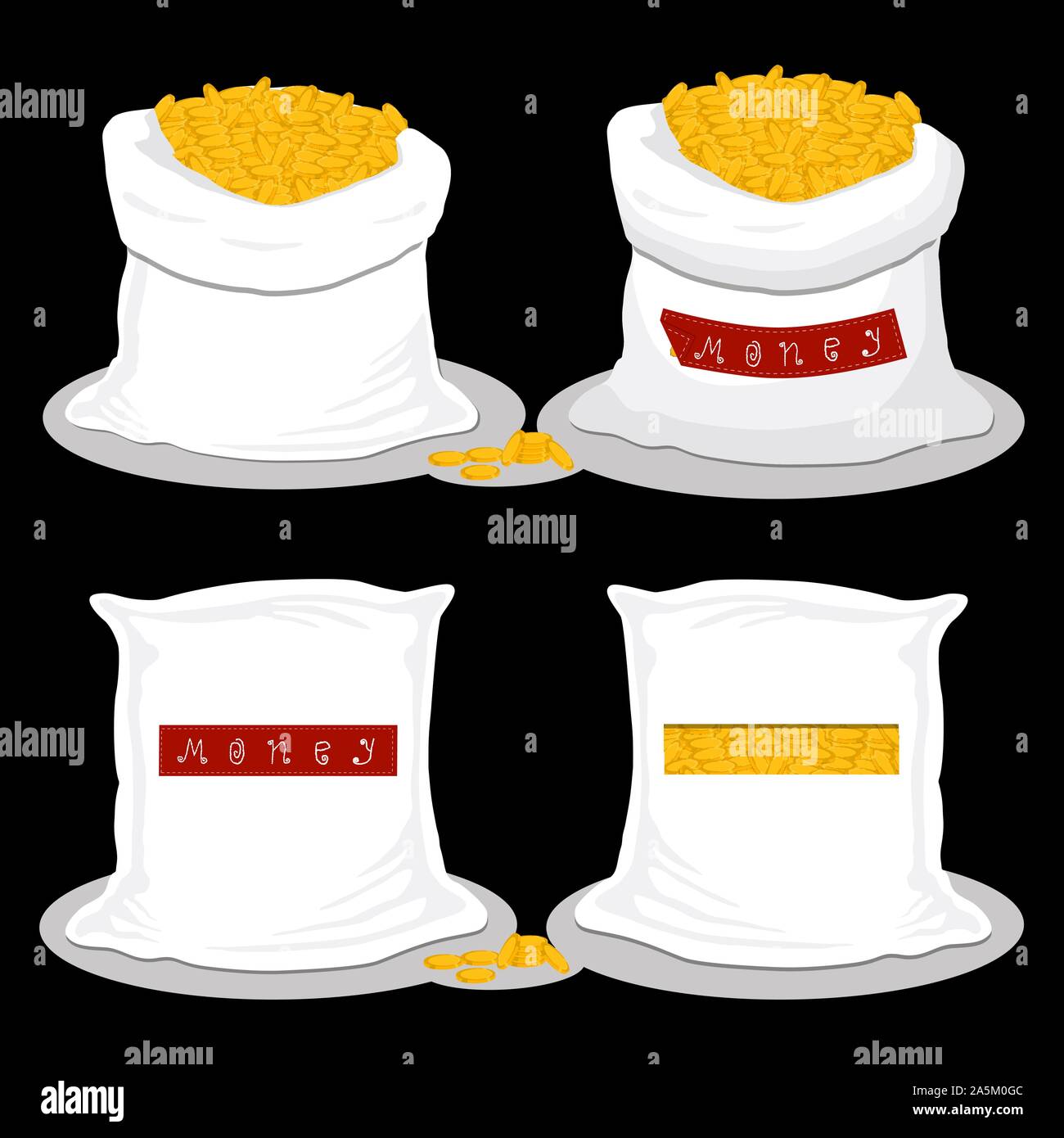 Illustration sur le thème défini différents types de sacs remplis d