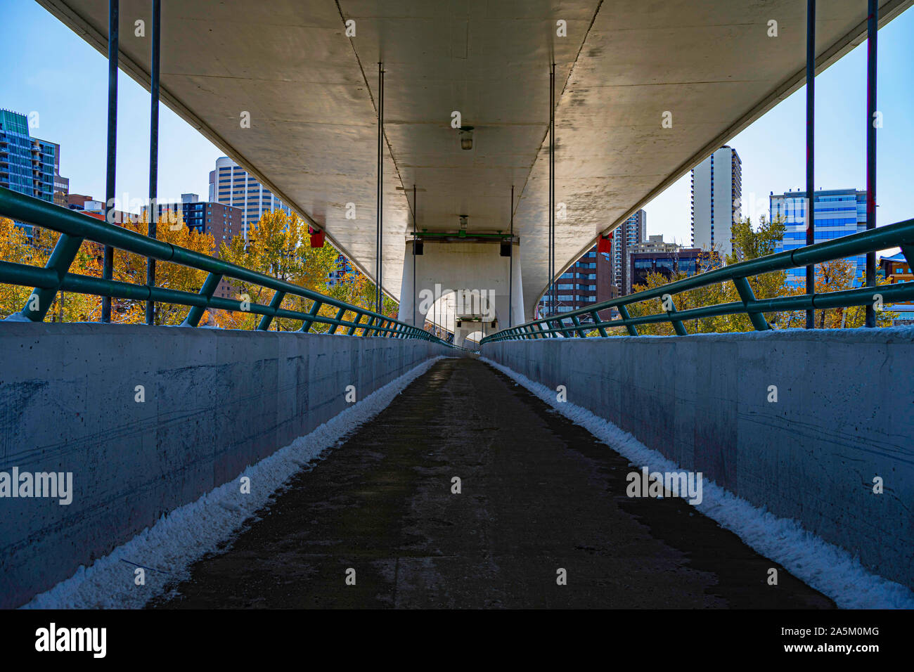 Pont C-Train de Calgary, Alberta, Canada. Banque D'Images