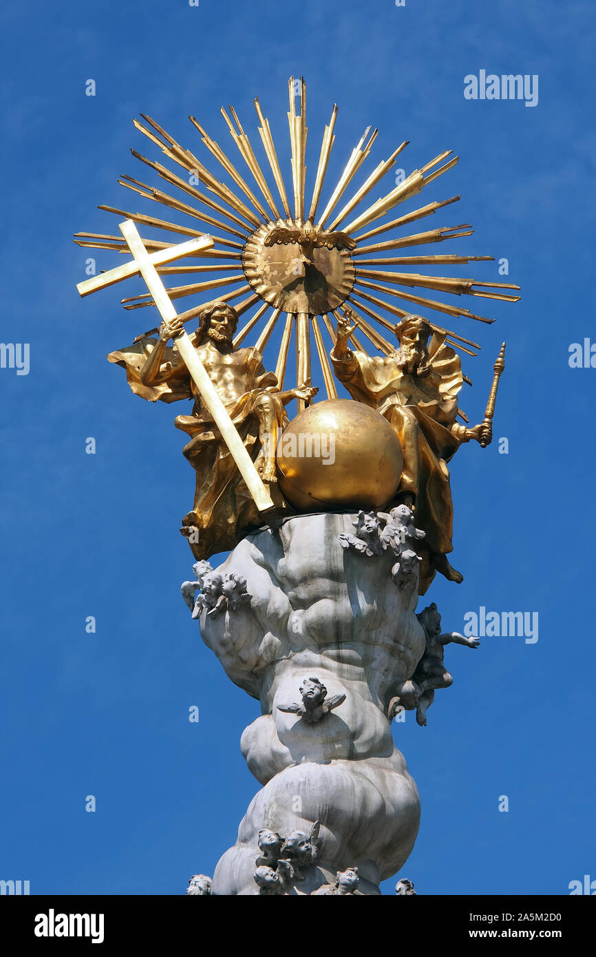 Trinity column, Linz, Haute-Autriche, Autriche, Europe Banque D'Images