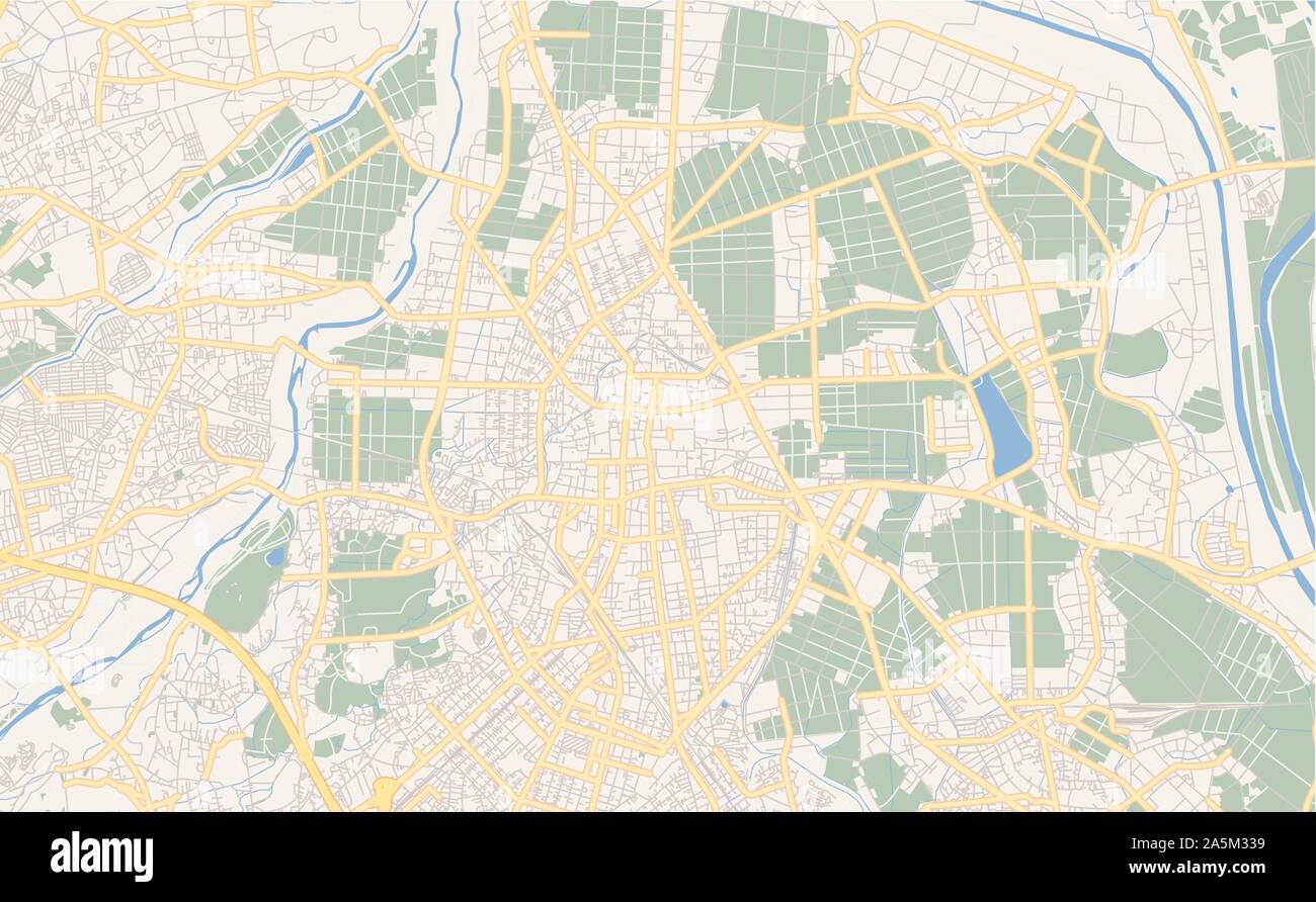 Version imprimable Plan de Kawagoe, Préfecture de Saitama, au Japon. Modèle de carte pour un usage en entreprise. Illustration de Vecteur