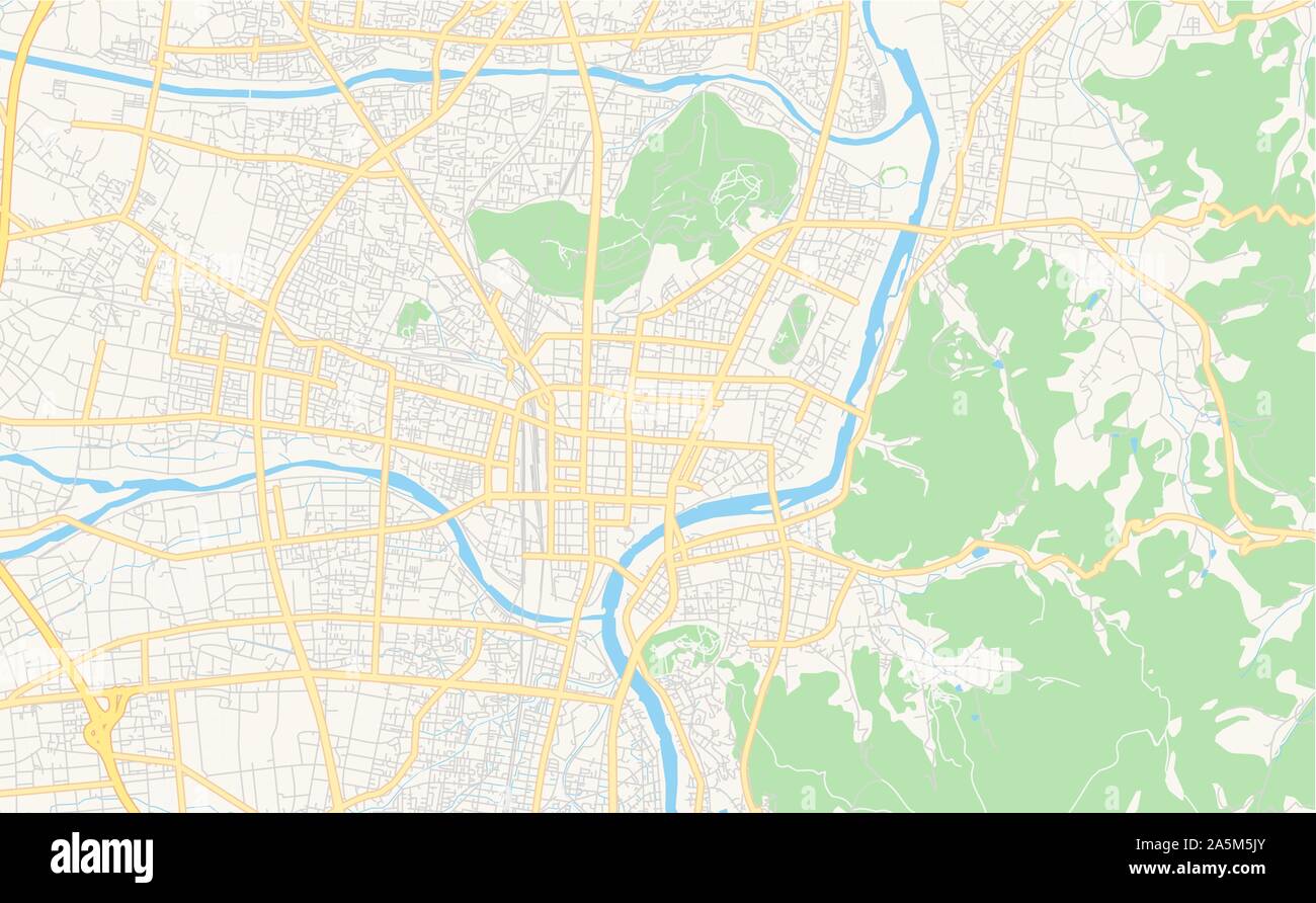 Version imprimable Plan de la préfecture de Fukushima, Fukushima, Japon. Modèle de carte pour un usage en entreprise. Illustration de Vecteur