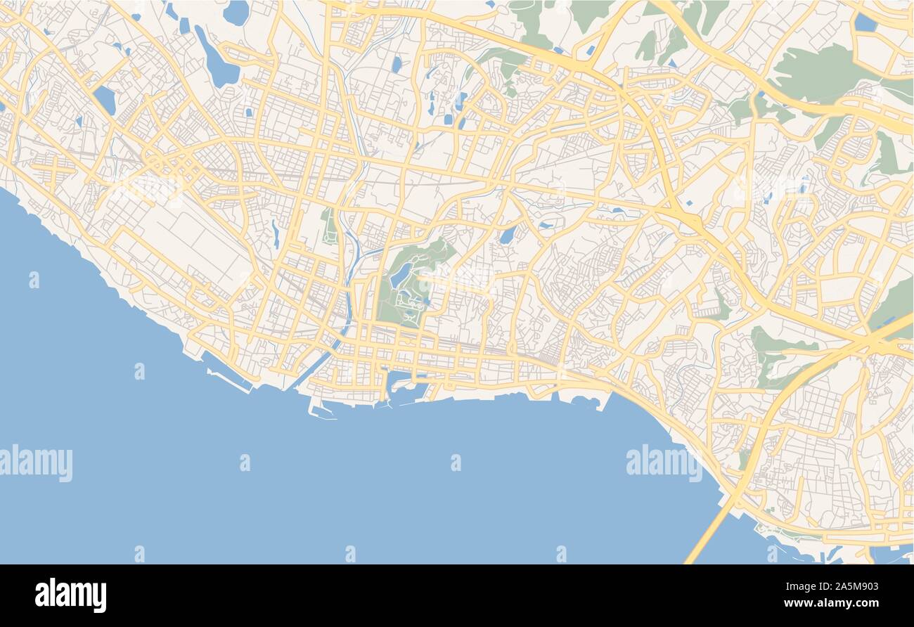 Version imprimable La carte des rues d'Akashi, préfecture de Hyogo, Japon. Modèle de carte pour un usage en entreprise. Illustration de Vecteur