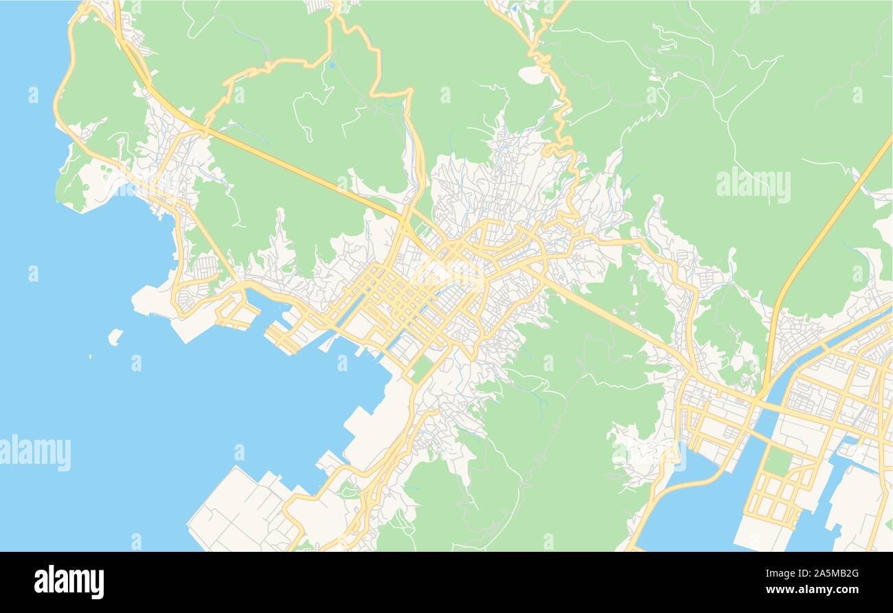 Version imprimable Plan de Kure, Préfecture de Hiroshima, au Japon. Modèle de carte pour un usage en entreprise. Illustration de Vecteur