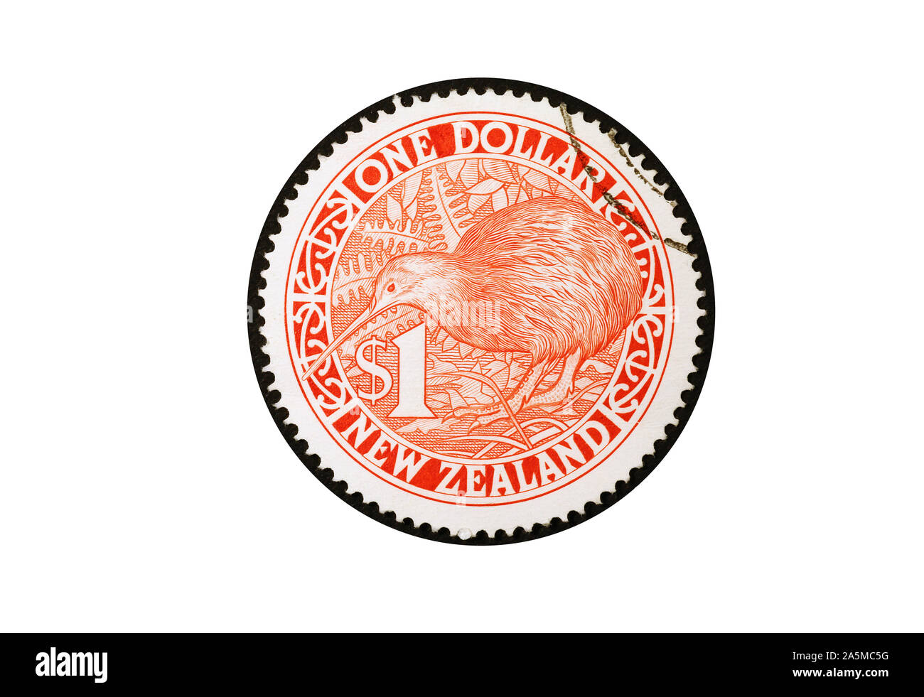 Bird kiwi sur New Zealand timbre rond Banque D'Images Bird kiwi sur New Zealand timbre rond Banque D'Images