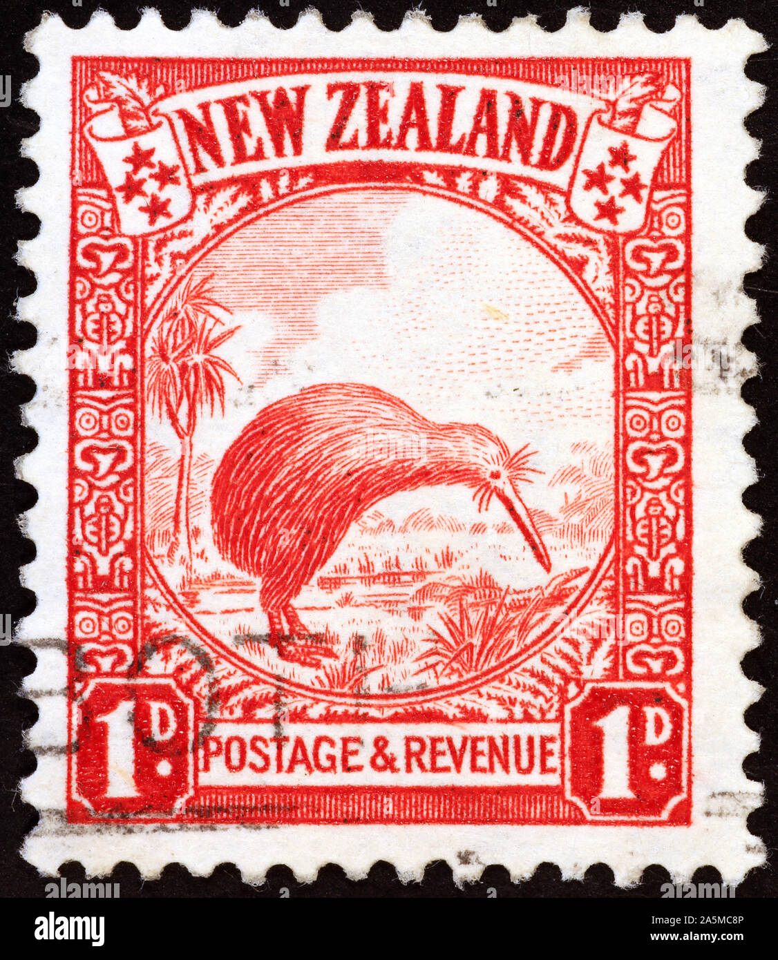 Kiwi sur vieux timbre de Nouvelle-Zélande Banque D'Images