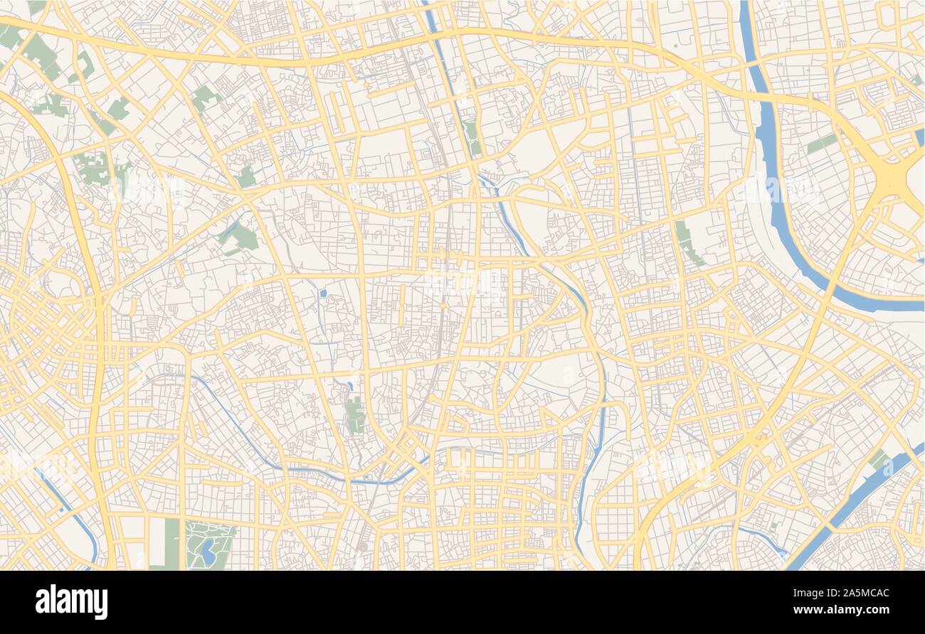 Version imprimable Plan de Soka, Préfecture de Saitama, au Japon. Modèle de carte pour un usage en entreprise. Illustration de Vecteur