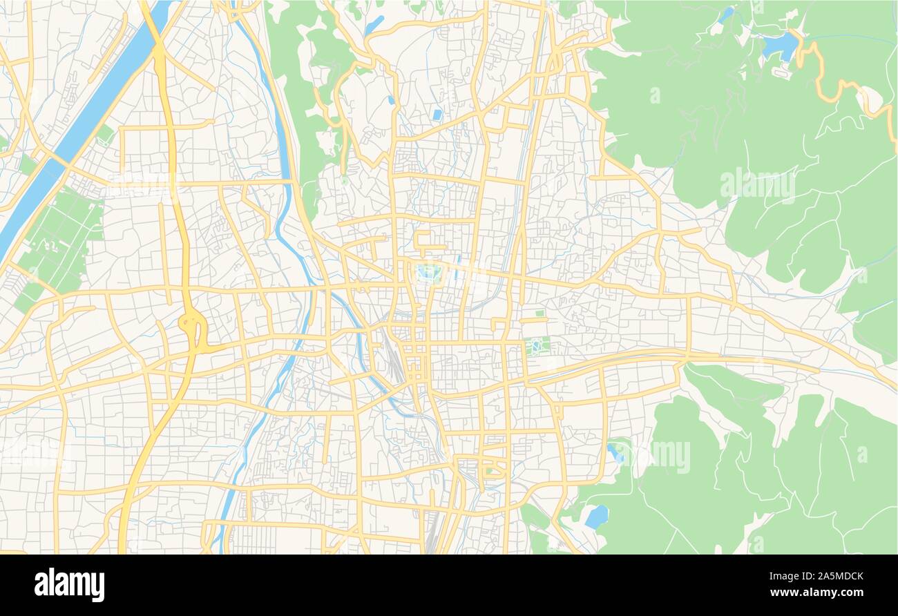 Version imprimable Plan de Matsumoto, préfecture de Nagano, au Japon. Modèle de carte pour un usage en entreprise. Illustration de Vecteur