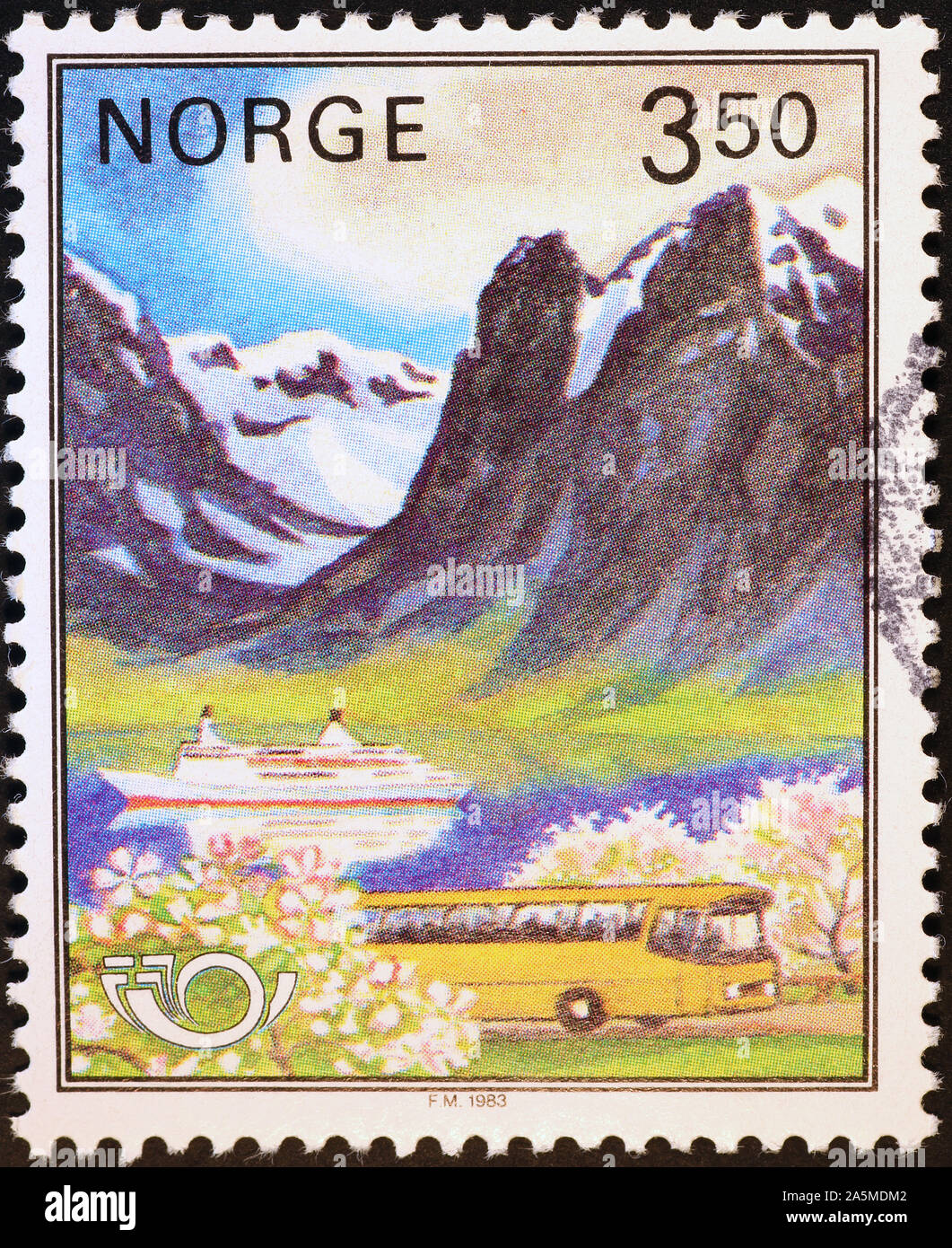 Beauté d'un timbre-poste sur le fjord norvégien Banque D'Images