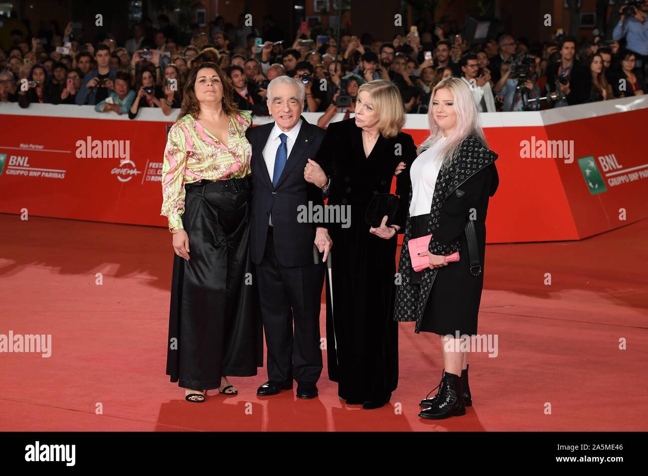 Rome, Italie. 21 Oct, 2019. Cinéma Fest 2019 de Rome. Festival du Film de Rome. Tapis rouge du film l'Irlandais. Photo : Martin Scorsese avec sa femme Hellen Morris et filles Cathy et Francesca : Crédit Photo Agency indépendante/Alamy Live News Banque D'Images