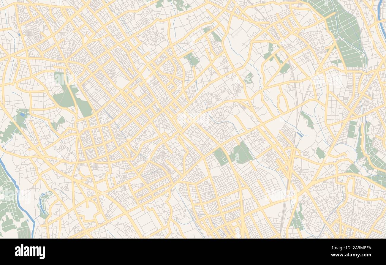 Version imprimable La carte des rues d'Ageo, Préfecture de Saitama, au Japon. Modèle de carte pour un usage en entreprise. Illustration de Vecteur