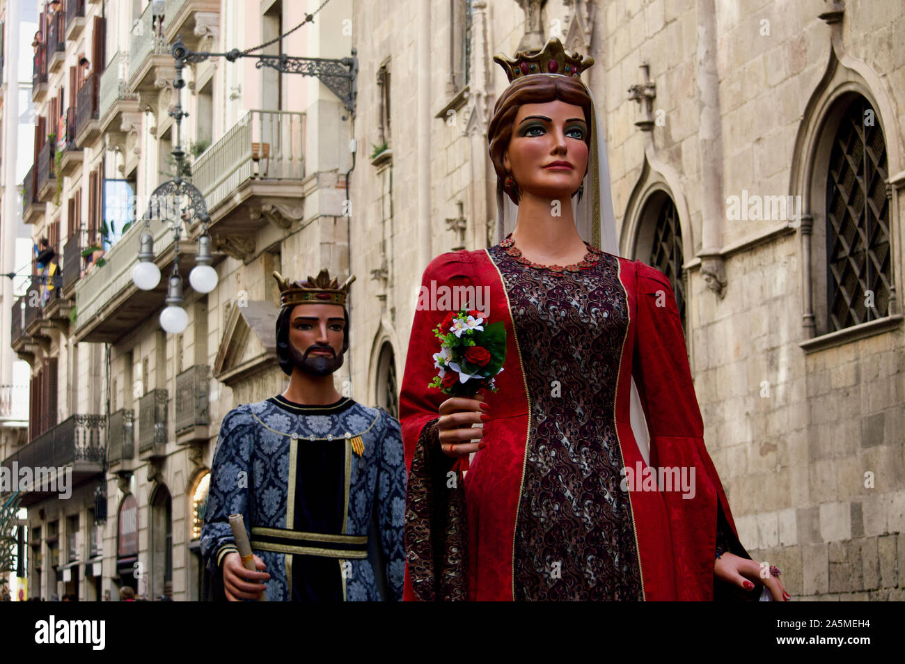 Les Géants défilent lors du Festival 2019 La Merce à Plaça de Sant Jaume de Barcelone, Espagne Banque D'Images