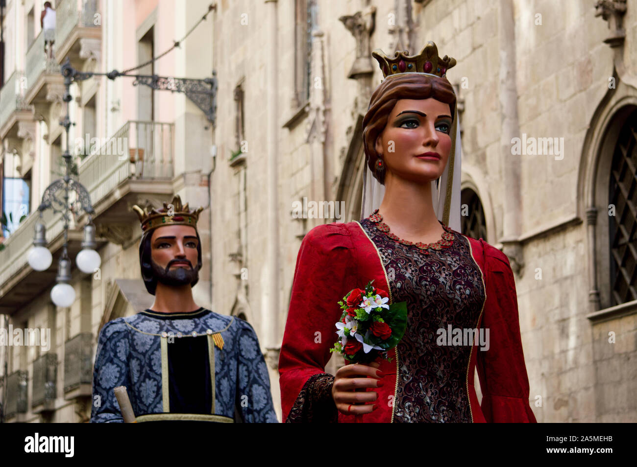 Les Géants défilent lors du Festival 2019 La Merce à Plaça de Sant Jaume de Barcelone, Espagne Banque D'Images