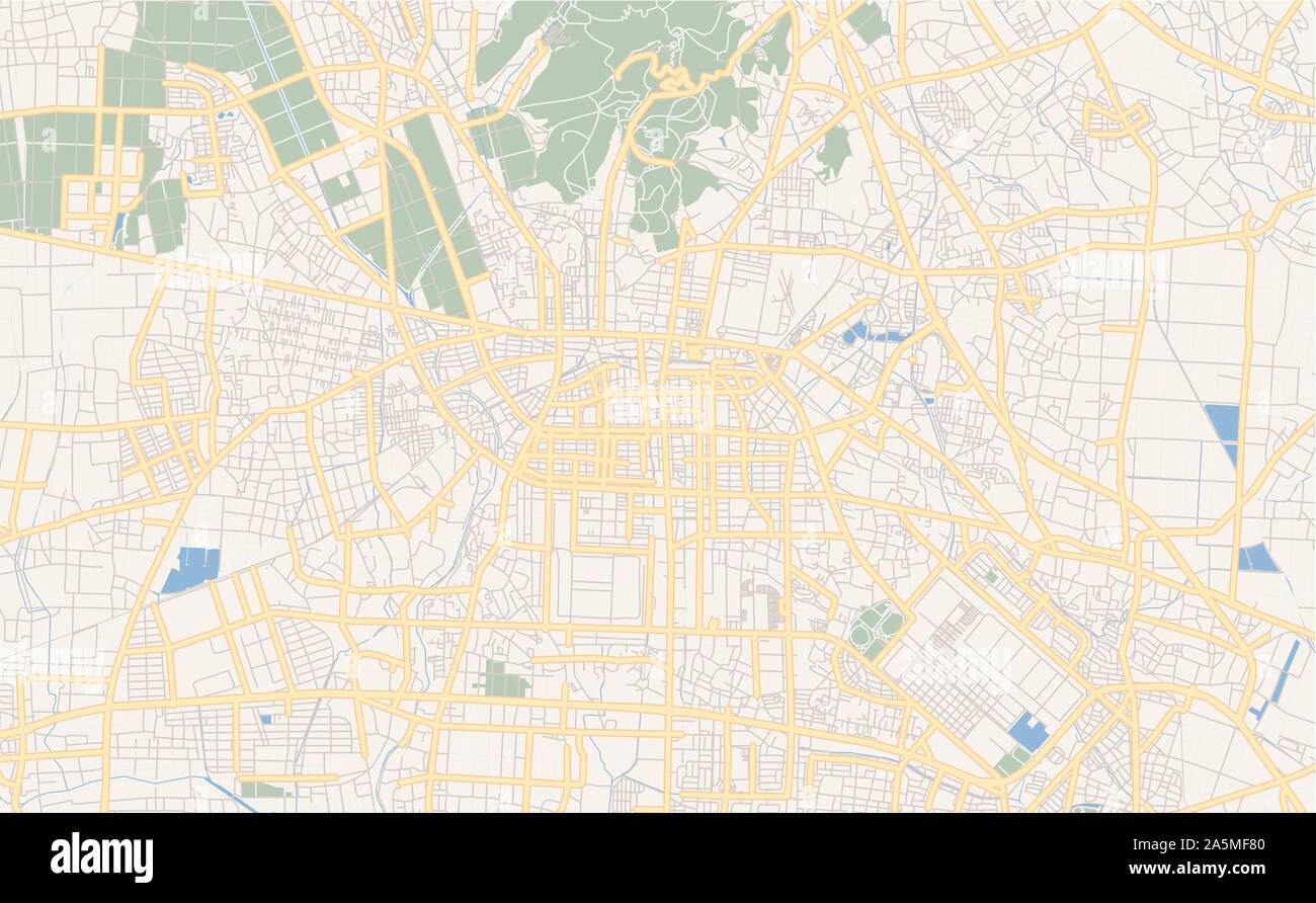 Version imprimable La carte des rues d'Ota, Préfecture de Gunma, Japon. Modèle de carte pour un usage en entreprise. Illustration de Vecteur