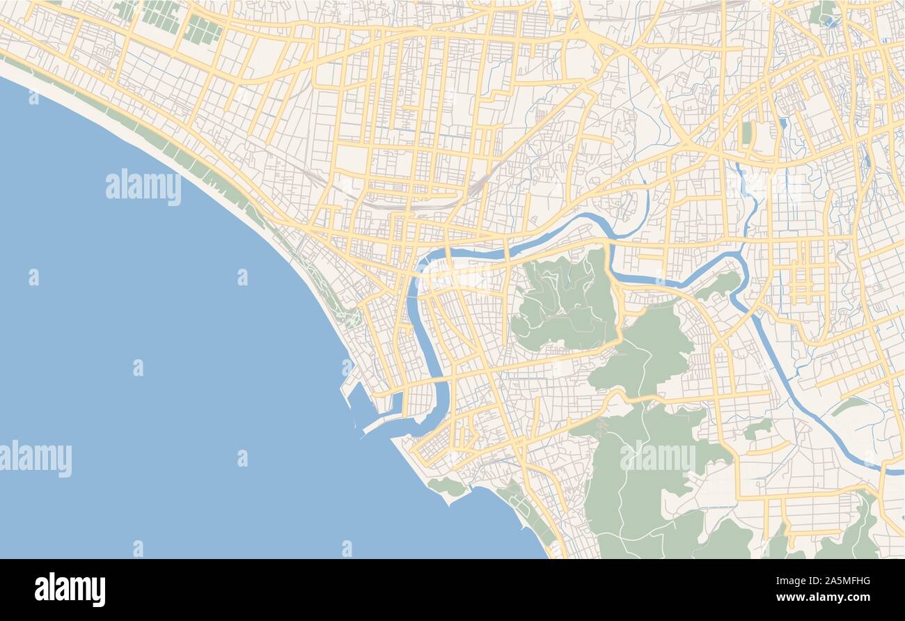 Version imprimable Plan de Numazu, préfecture de Shizuoka, au Japon. Modèle de carte pour un usage en entreprise. Illustration de Vecteur