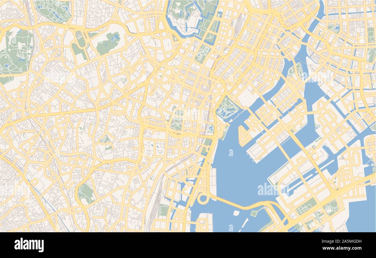 Version imprimable Plan de Minato, préfecture de Tokyo, au Japon. Modèle de carte pour un usage en entreprise. Illustration de Vecteur