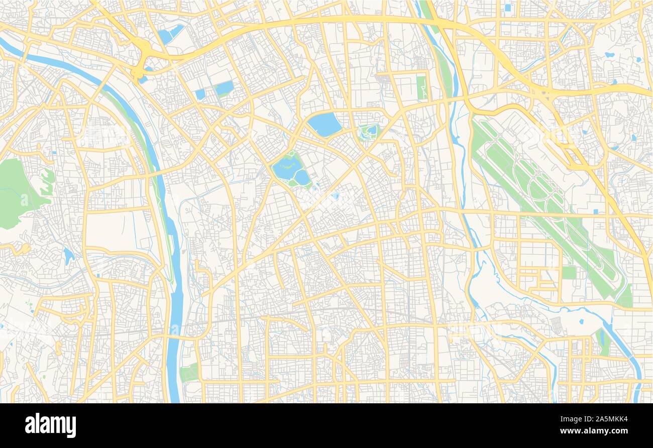 Version imprimable La carte des rues d'Itami, préfecture de Hyogo, Japon. Modèle de carte pour un usage en entreprise. Illustration de Vecteur