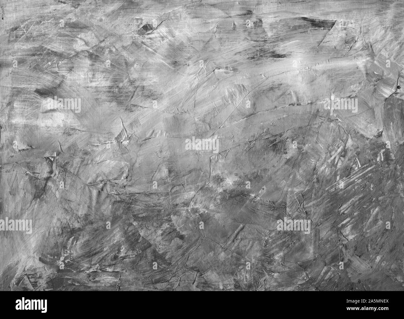 Résumé fond noir et blanc. La texture des brosses, rayures, taches sur le papier. Banque D'Images