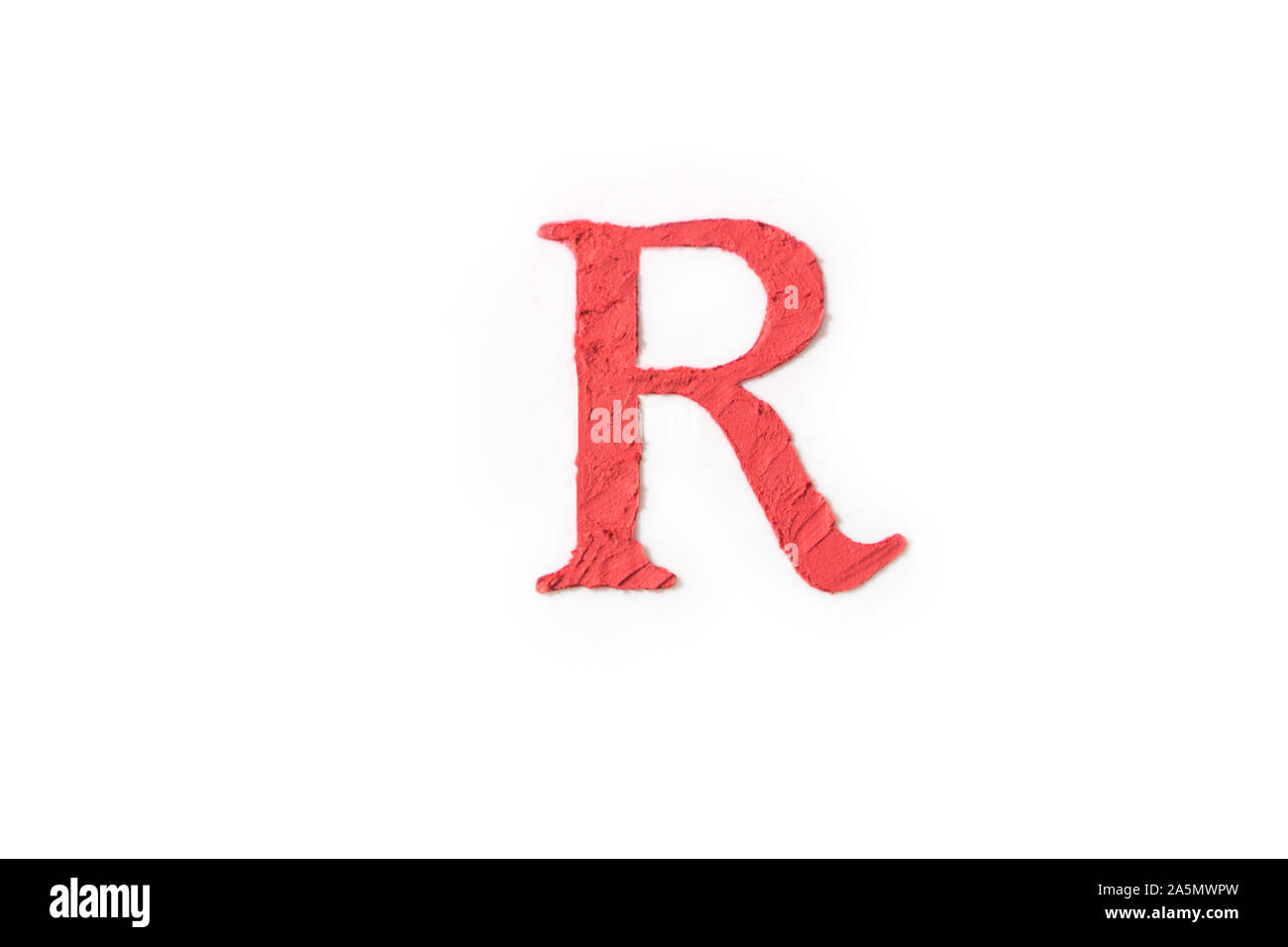 Lettre de la police d'écriture par la main de l'alphabet rouge à lèvres Banque D'Images