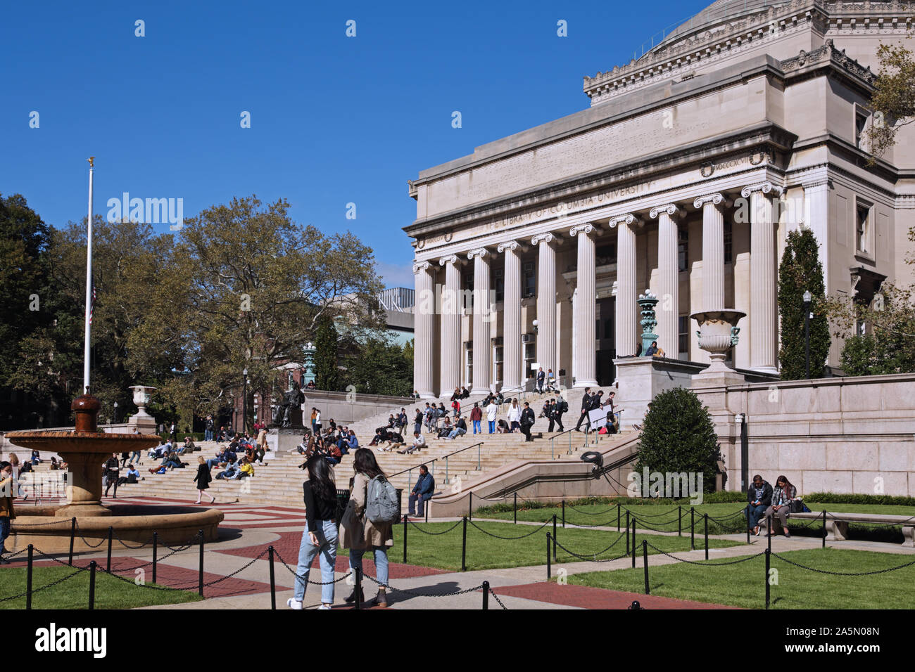 Campus de l'université de Columbia dans la région de Morningside Heights, New York, USA. Low Memorial Library. Banque D'Images