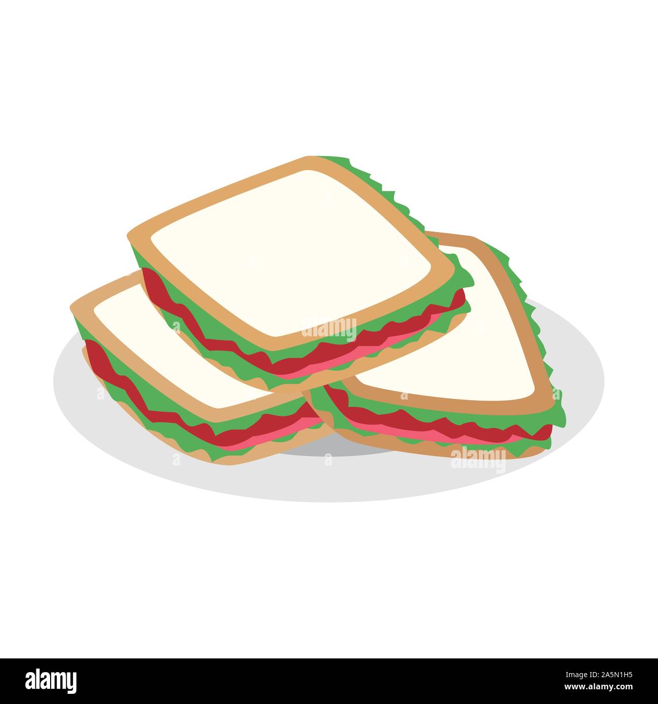 La plaque avec l'icône de sandwichs, modèle plat Illustration de Vecteur