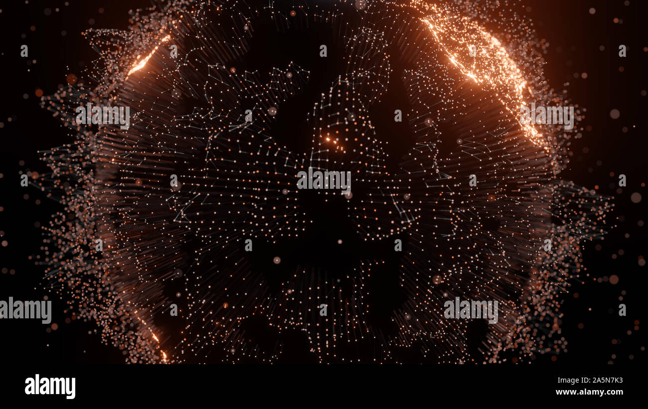 Lignes et points de connexion autour de Earth globe, technologie futuriste. 3D illustration Banque D'Images