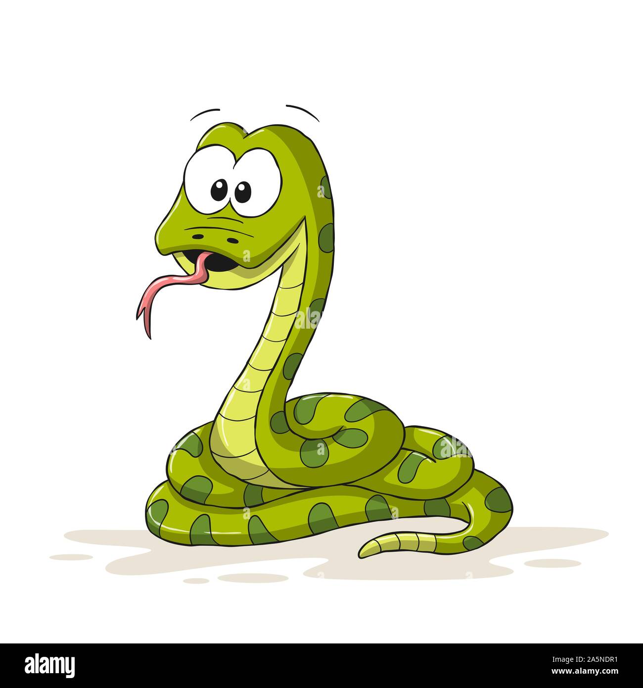 Funny cartoon serpent. Hand drawn vector illustration avec des calques distincts. Illustration de Vecteur