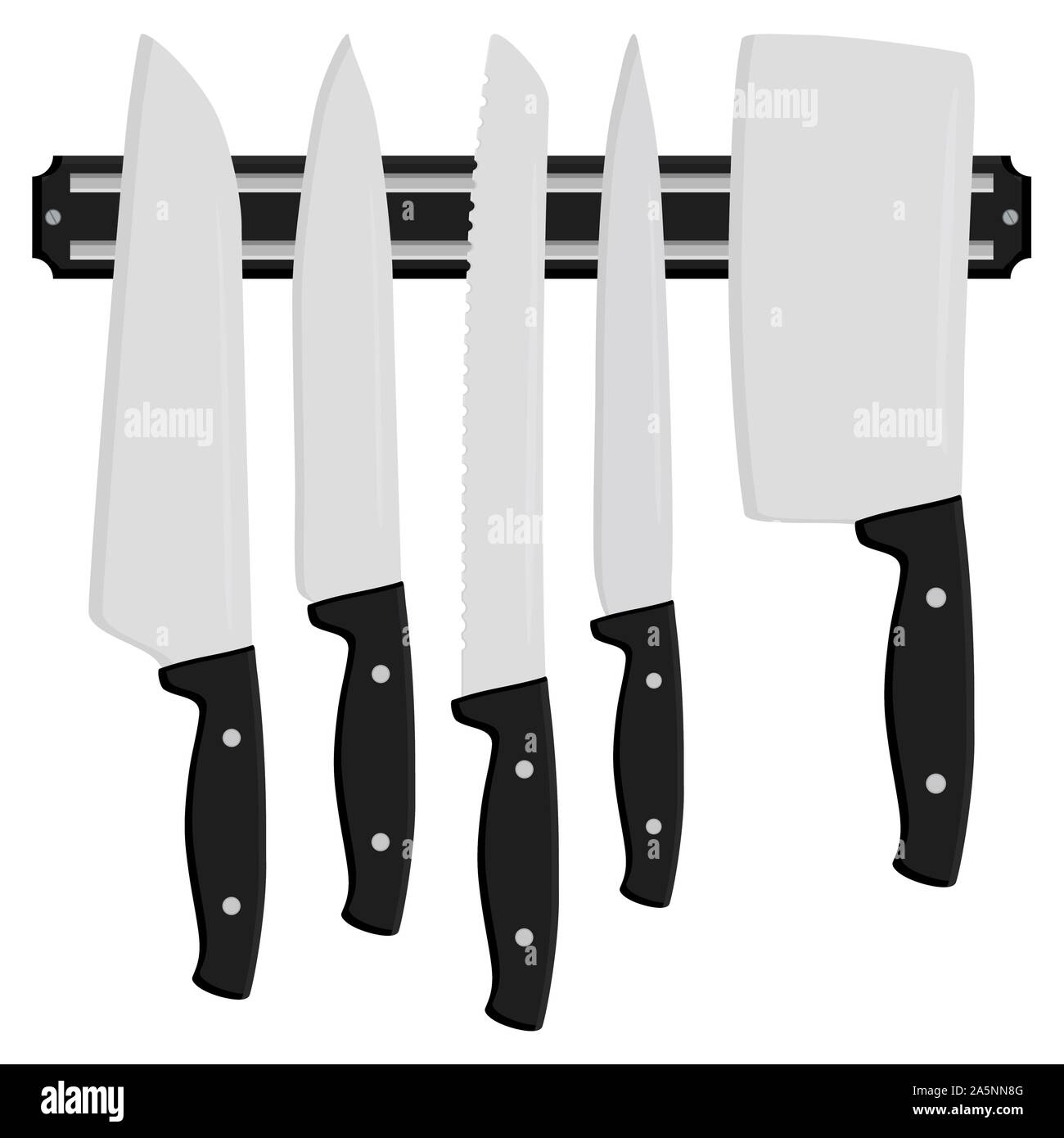 Illustration sur le thème grand ensemble différents types de couleur  différent pour des couteaux de boucher. La collection est constituée de  couteau de boucher j'accessoire Image Vectorielle Stock - Alamy