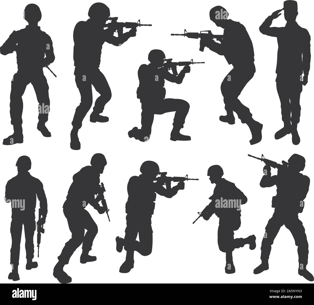 Silhouettes de haute qualité de soldat Illustration de Vecteur