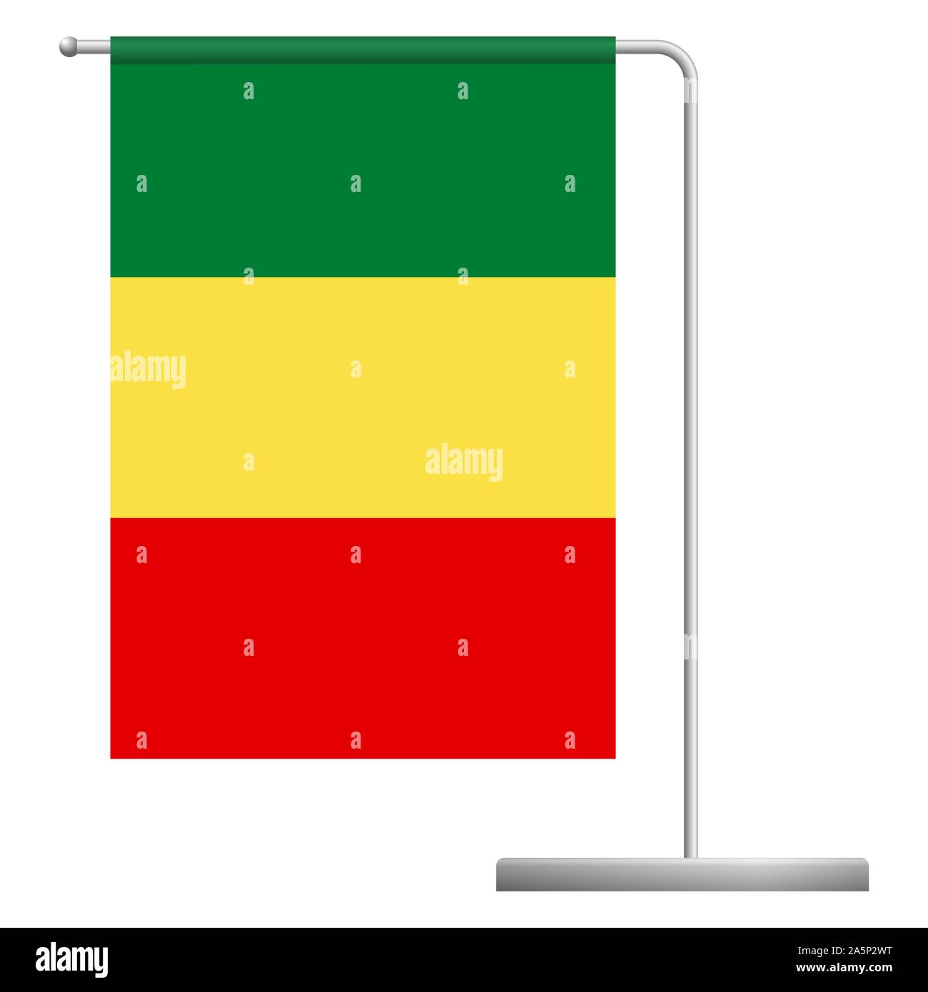 Mali drapeau de table. Mât en métal. Drapeau national du Mali illustration Banque D'Images