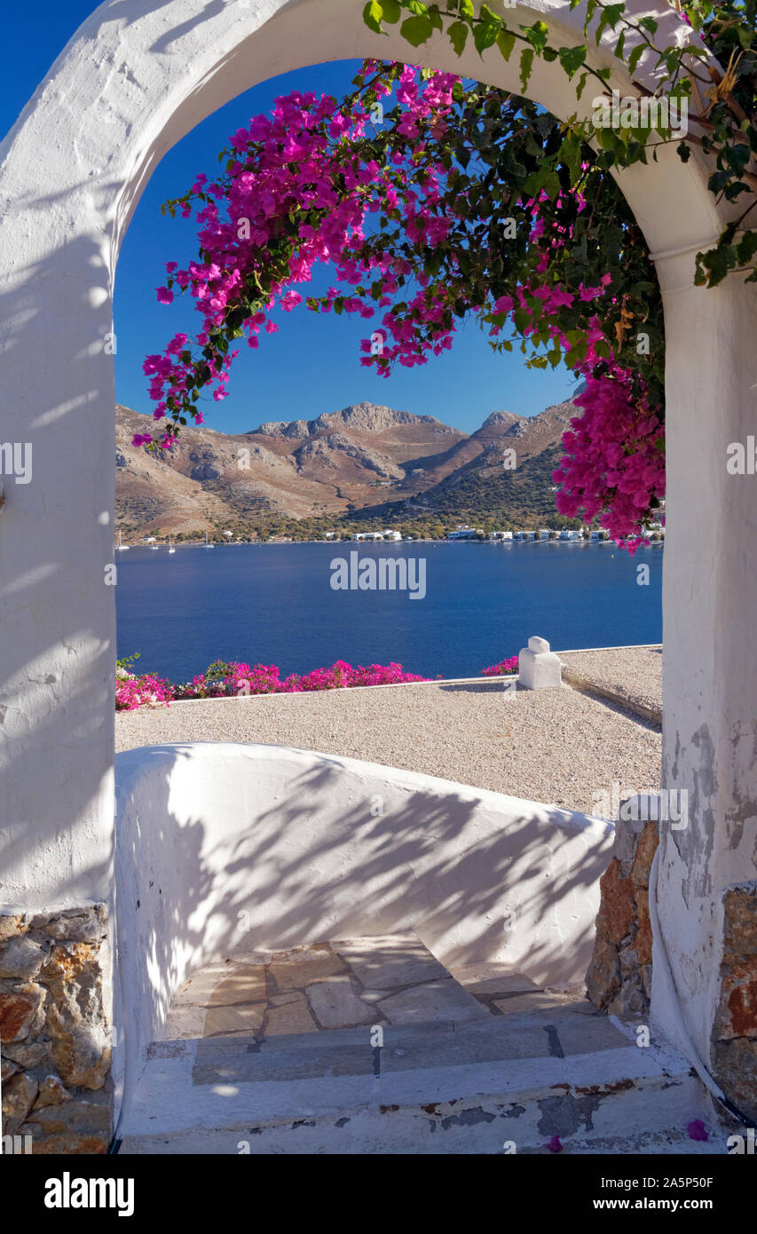 Livadia, Tilos, îles du Dodécanèse, Egée du Sud, la Grèce. Banque D'Images