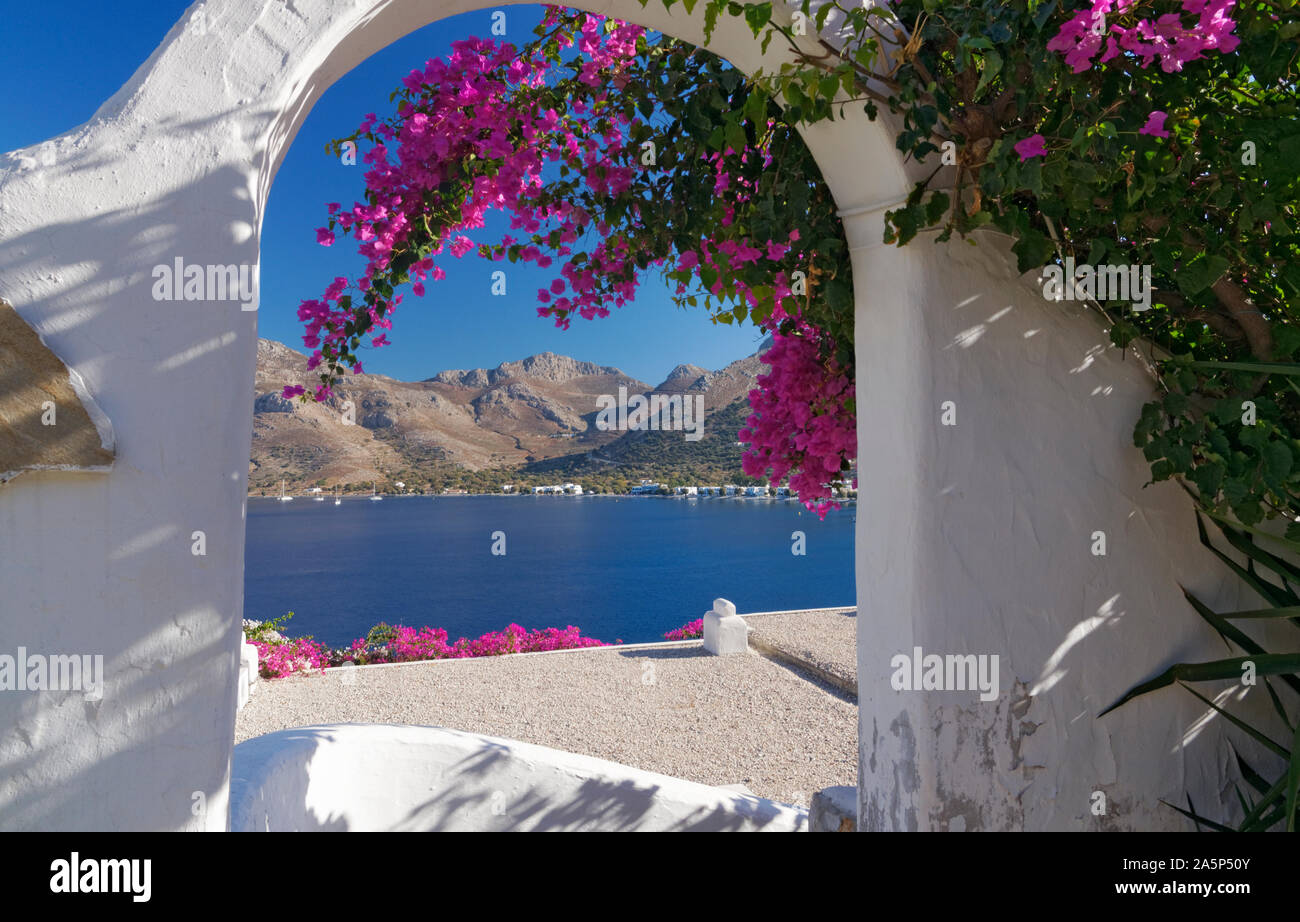 Livadia, Tilos, îles du Dodécanèse, Egée du Sud, la Grèce. Banque D'Images