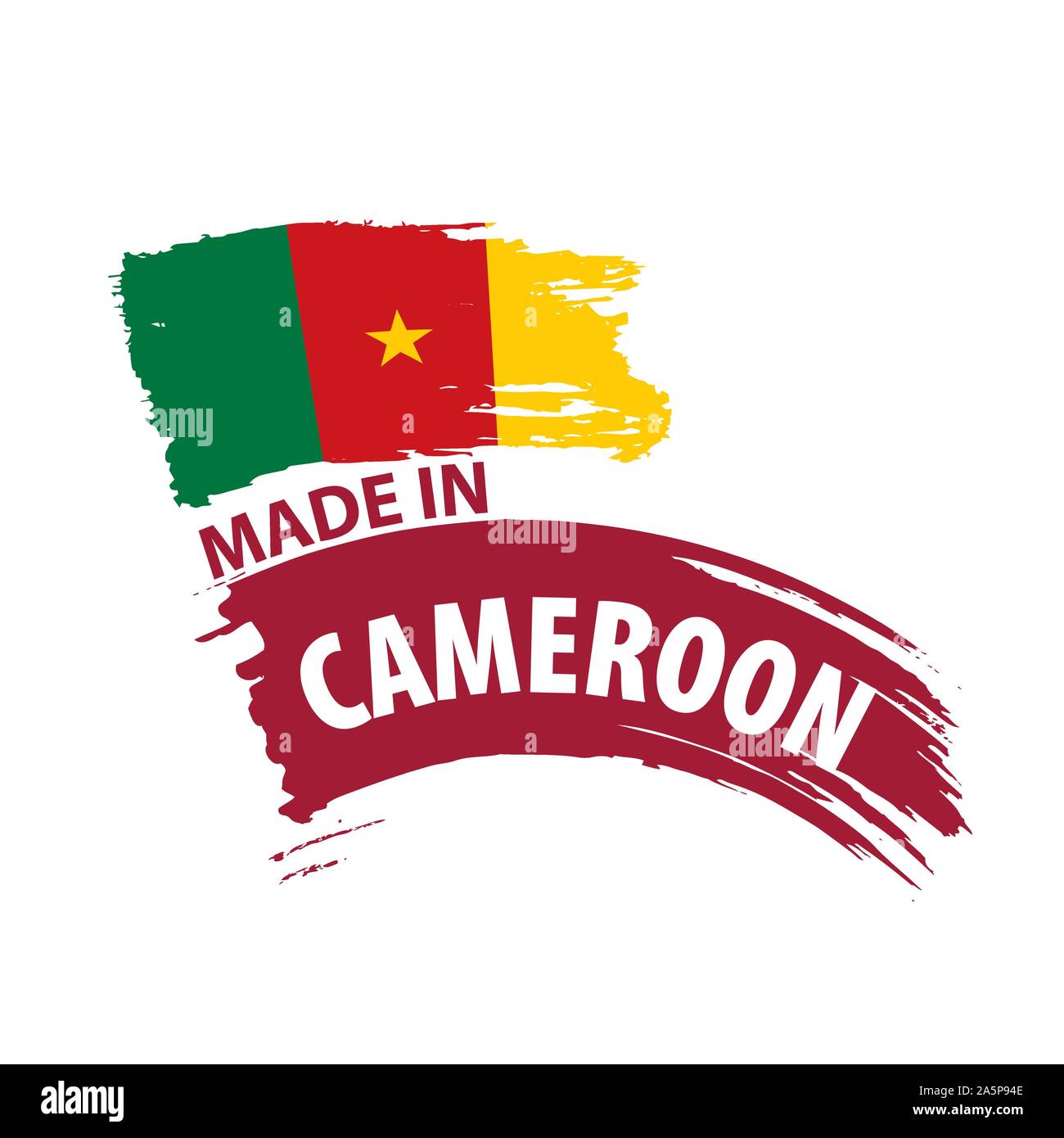 Drapeau du Cameroun, vector illustration sur fond blanc Illustration de Vecteur