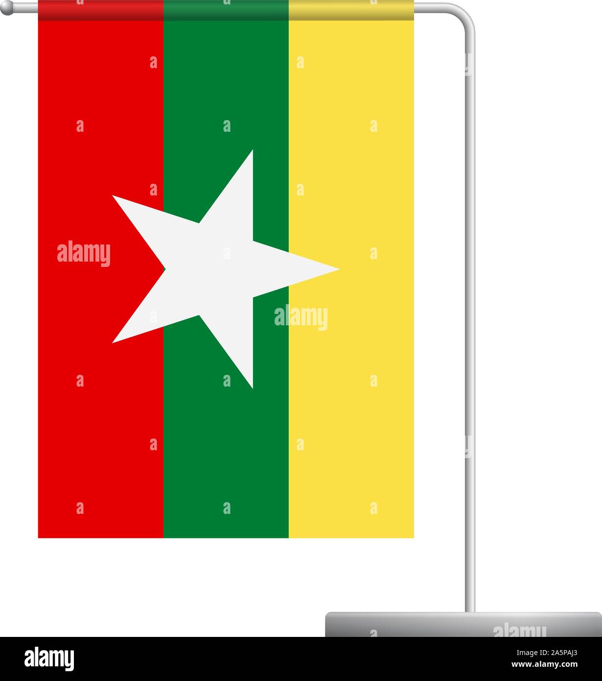 Myanmar drapeau de table. Mât en métal. Drapeau national du Myanmar vector illustration Illustration de Vecteur