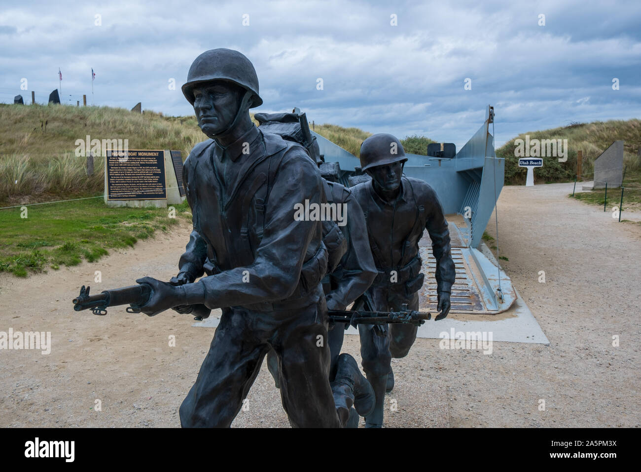 Higgins Boat monument à Utah Beach, Normandie, France Banque D'Images