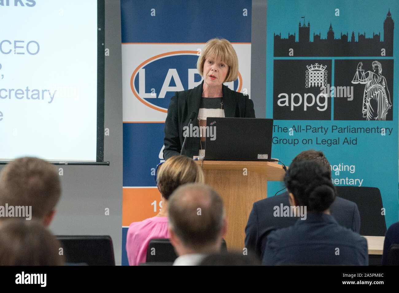 Wendy Morton MP pour Aldridge-Brownhills, et sous-secrétaire d'Etat à la justice, s'exprimant à l'aide juridique 2019 Groupe de praticiens (LAPG) co Banque D'Images