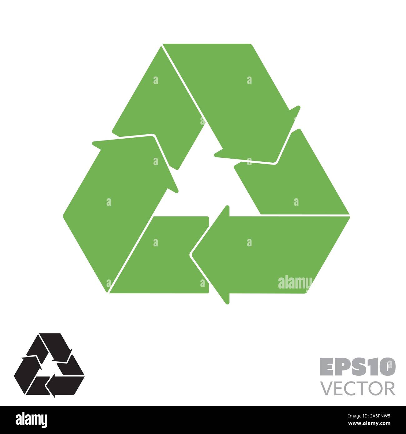 Flèches de recyclage vert et noir plein d'icônes. Glyph symbole de la gestion des déchets et la conservation de l'environnement. Du berceau au berceau télévision vector illustrati Illustration de Vecteur