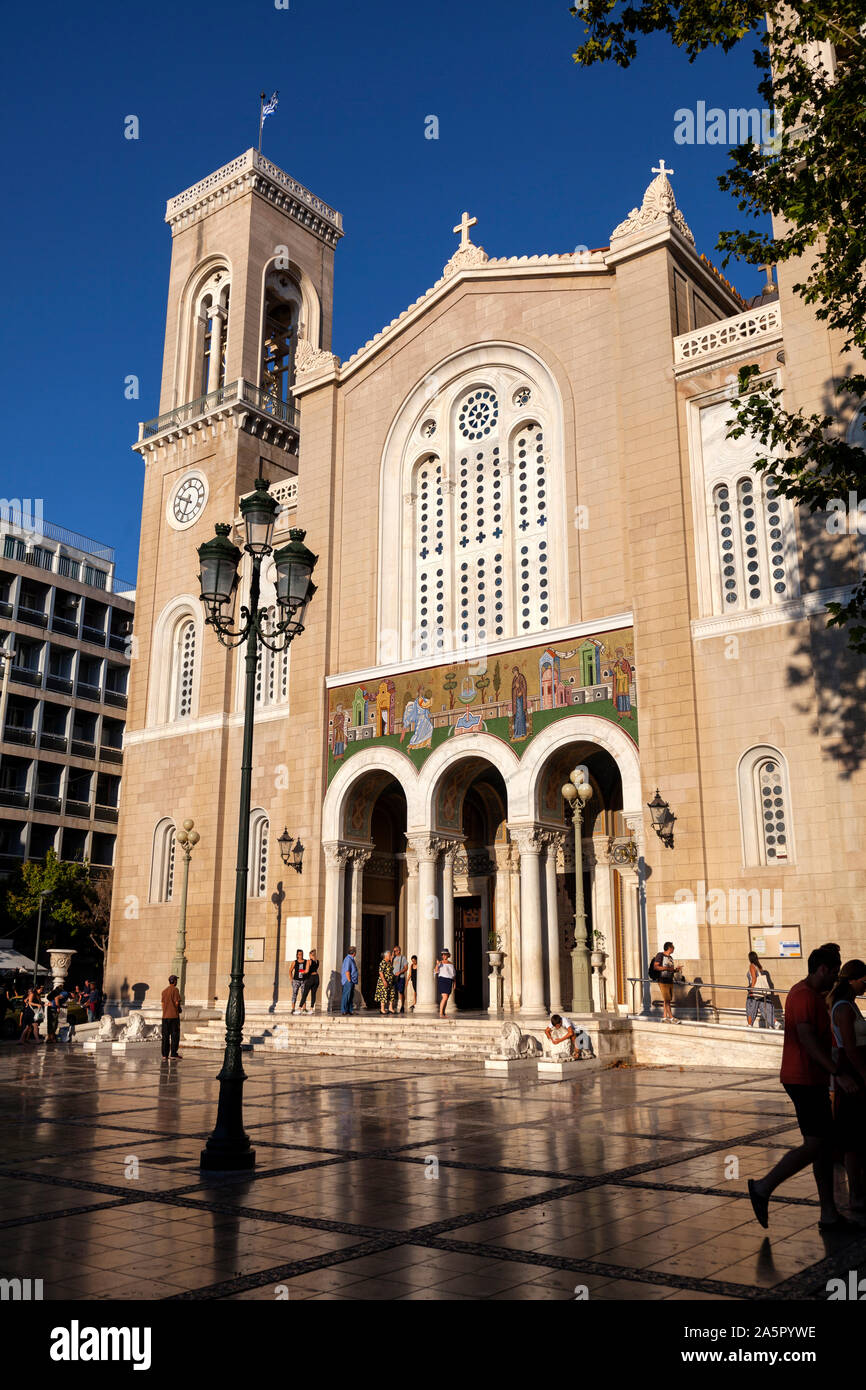 La Cathédrale d'Athènes, l'Annonciation de la Vierge Marie ou Cathédrale Métropolitaine de l'Annonciation 1842, Athènes, Grèce Banque D'Images