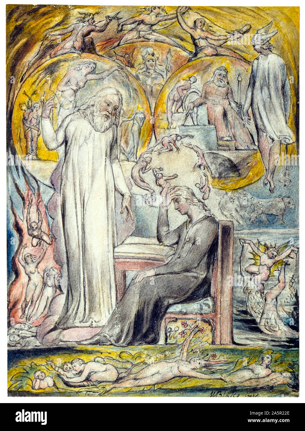 William Blake peinture, l'Esprit de Platon, 1816-1820, stylo et encre avec aquarelle, illustration Banque D'Images