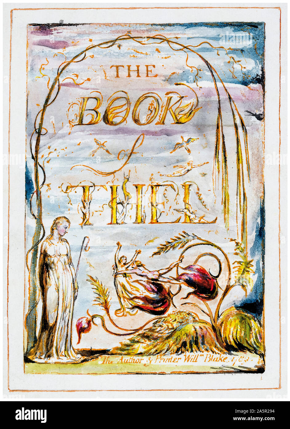 William Blake, The Book of Thel, (frontispiece), stylo et encre à aquarelle, illustration, 1789 Banque D'Images
