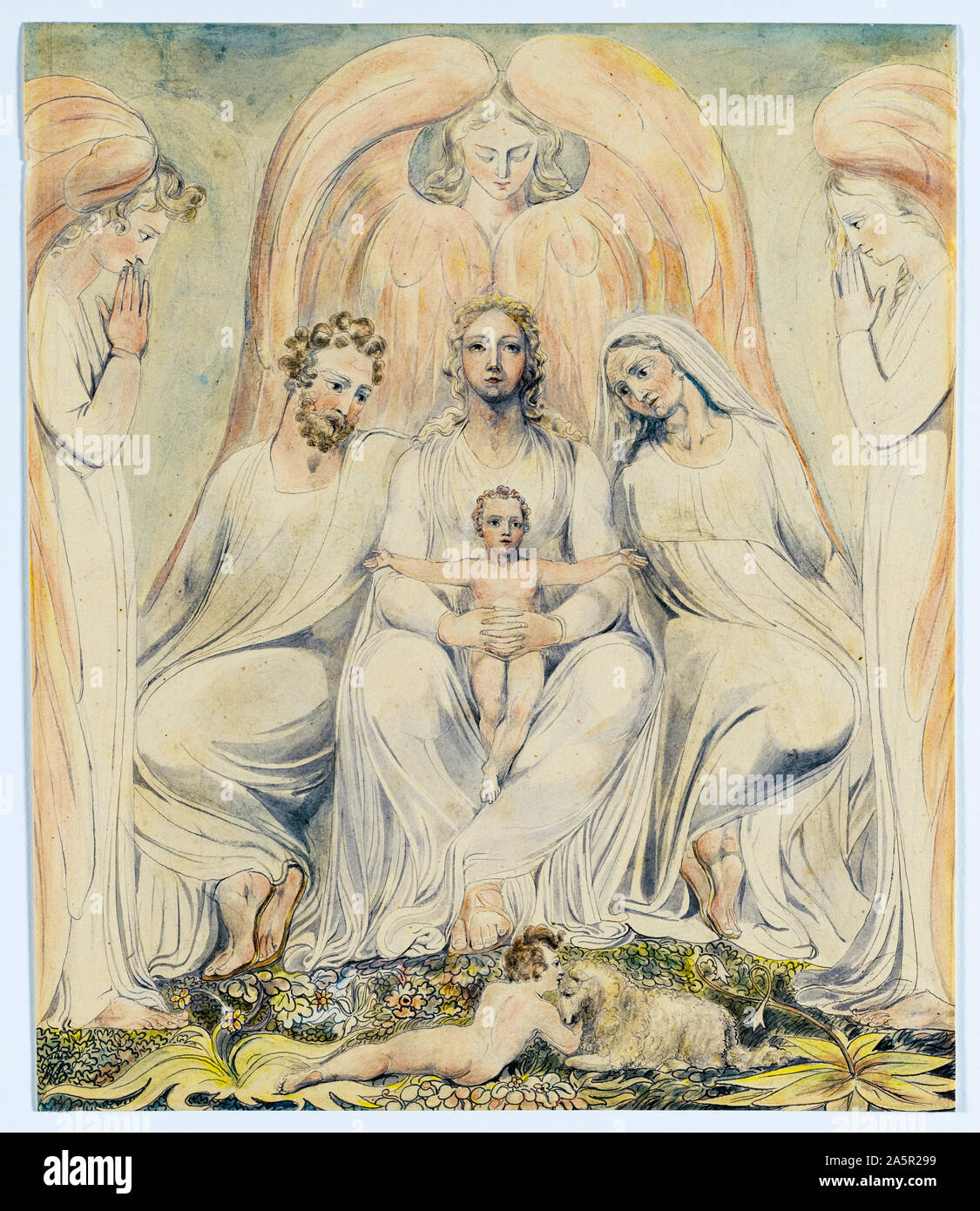 William Blake, la Sainte famille (Christ dans le Lap de vérité), aquarelle sur stylo et encre, vers 1805 Banque D'Images