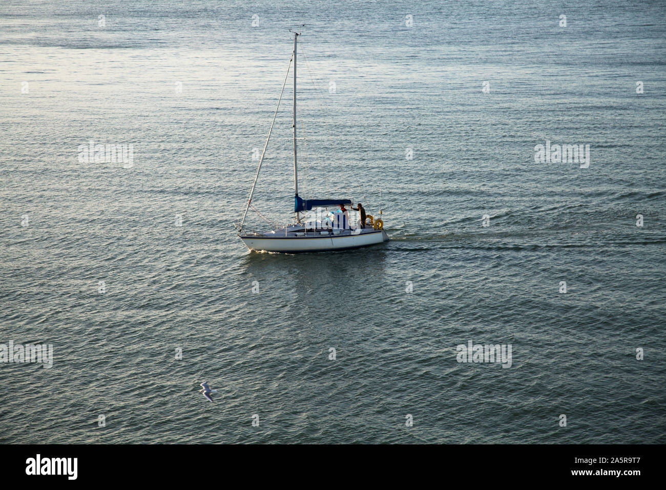 Bateaux à voile dans le Solent, une étendue d'eau entre Portsmouth et l'île de Wight, Royaume-Uni Banque D'Images