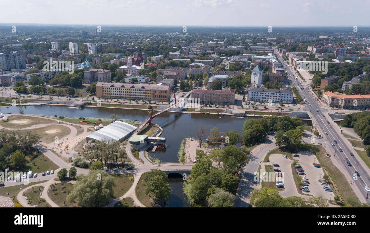 Vue aérienne de la ville de Jelgava Lettonie Zemgale drone vue supérieure Banque D'Images