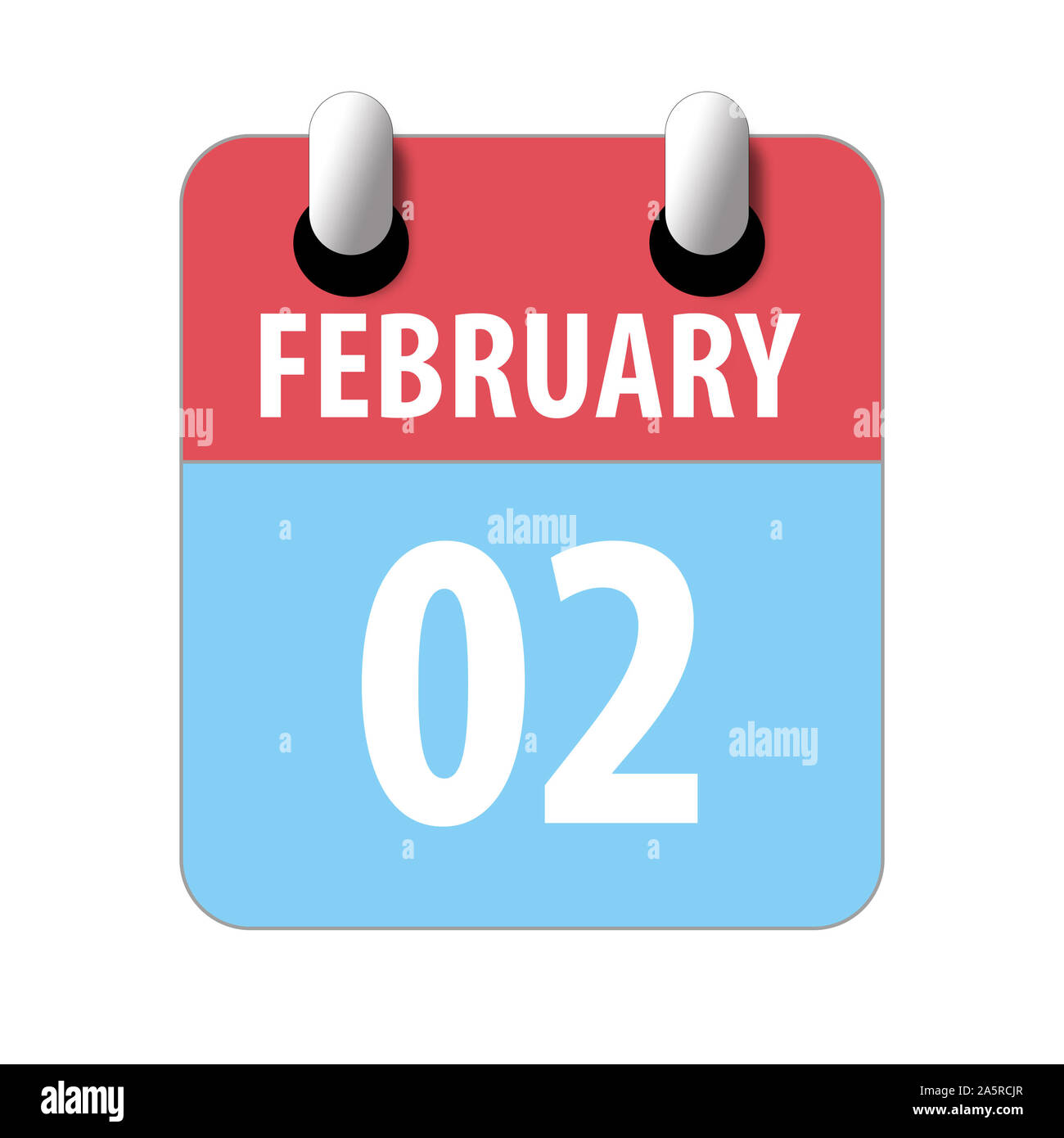 2 février. Jour 2 de mois, Simple calendrier icône sur fond blanc. La planification. La gestion du temps. Ensemble d'icônes de calendrier pour la conception web, mois d'hiver Photo Stock - Alamy