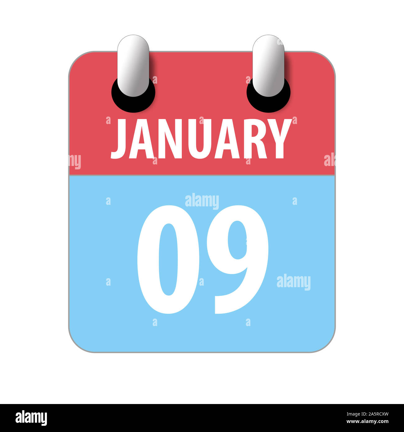 9 janvier. Jour 9 du mois, l'icône de calendrier simple sur fond blanc. La  planification. La gestion du temps. Ensemble d'icônes de calendrier pour la  conception web, mois d'hiver Photo Stock -