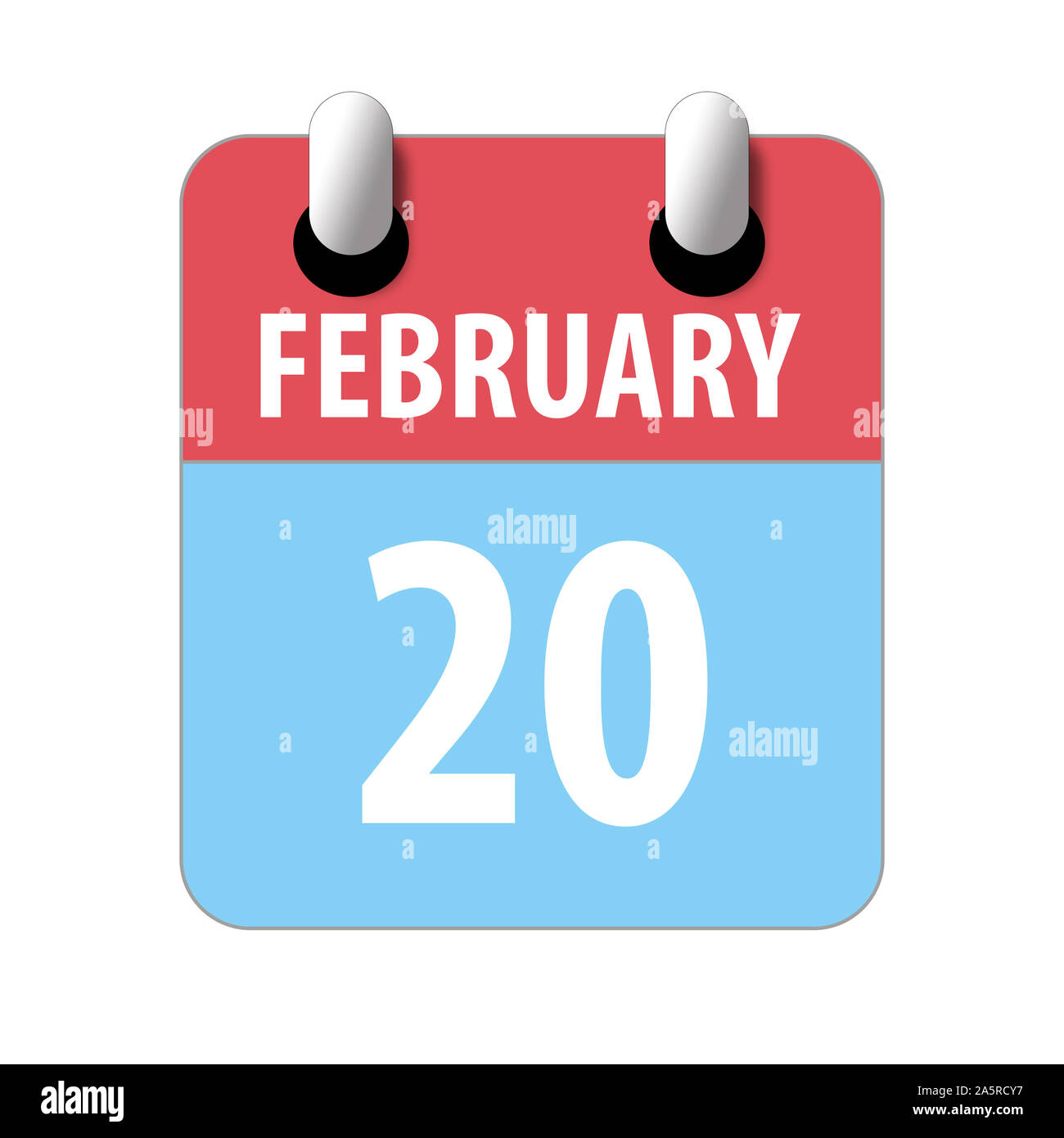 20 février. Jour 20 du mois, l'icône de calendrier simple sur fond blanc. La planification. La gestion du temps. Ensemble d'icônes de calendrier pour la conception web. hiver mont Photo Stock -