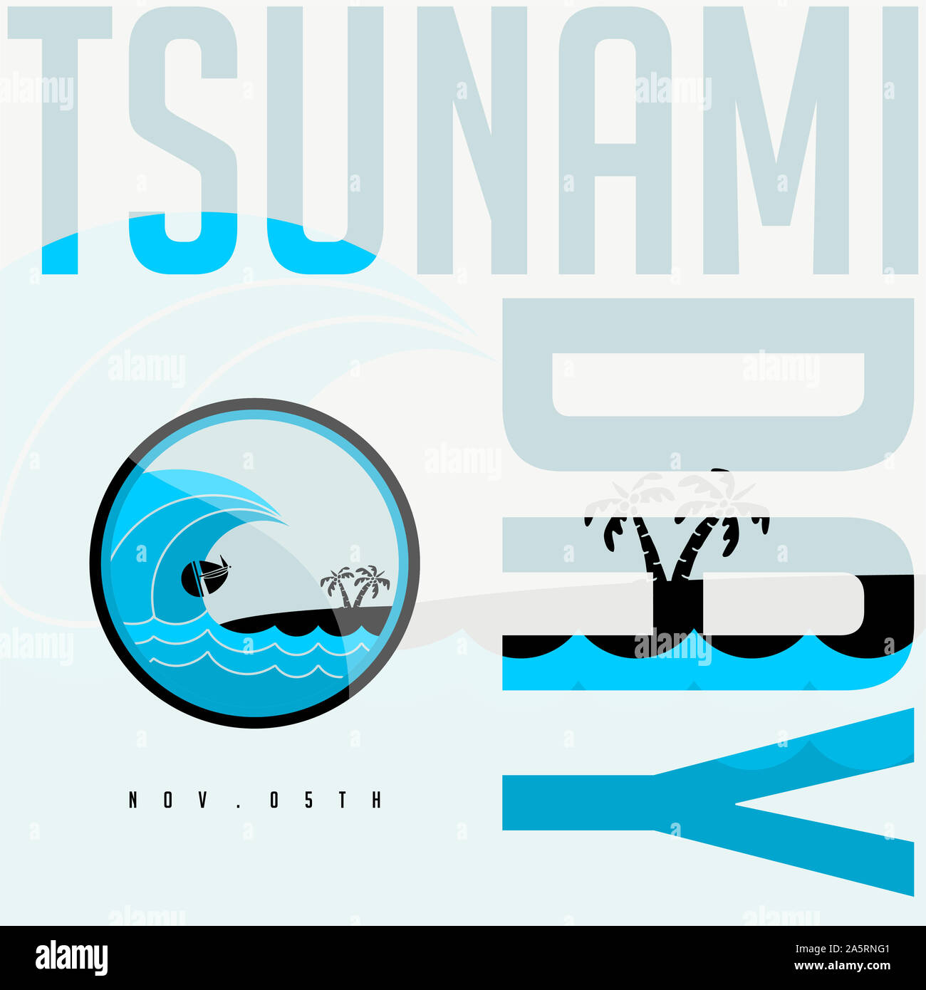 Journée mondiale de l'icône du Tsunami, Tsunami, Novembre 05, vector design Banque D'Images