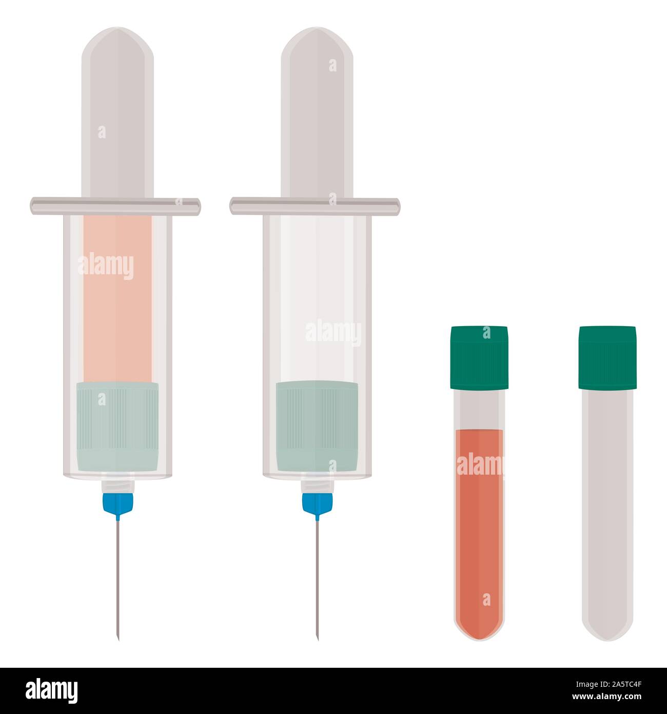 Illustration sur le thème grand ensemble de couleur différents types de seringues, d'aiguilles pour l'hôpital. Seringue composée d'accessoire collection avec qualité contr Illustration de Vecteur