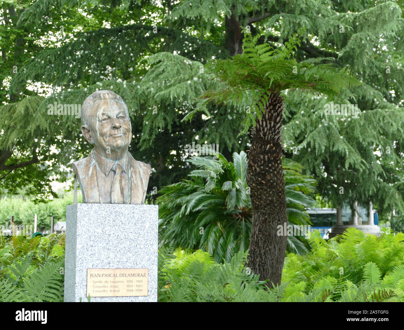 Statue de Delamaurez dans le parc à Ouchy, Lausanne Banque D'Images